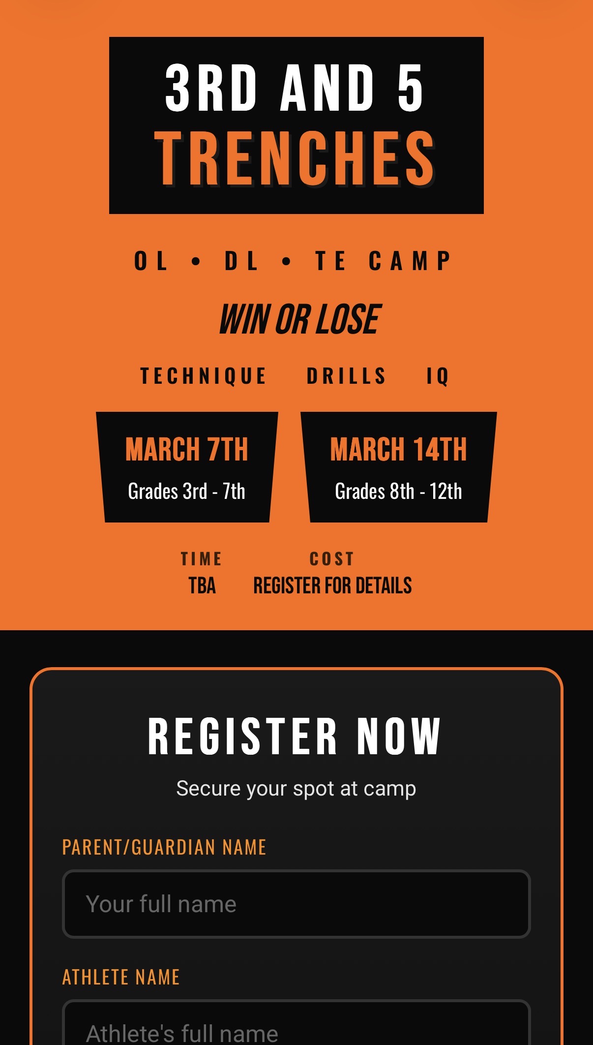 Football camp flyer